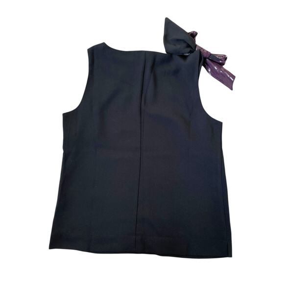 J Crew Sequin Bow Tank Top Shell Sz 4 Black Purple Holiday Top Minimalist - Picture 9 of 14
